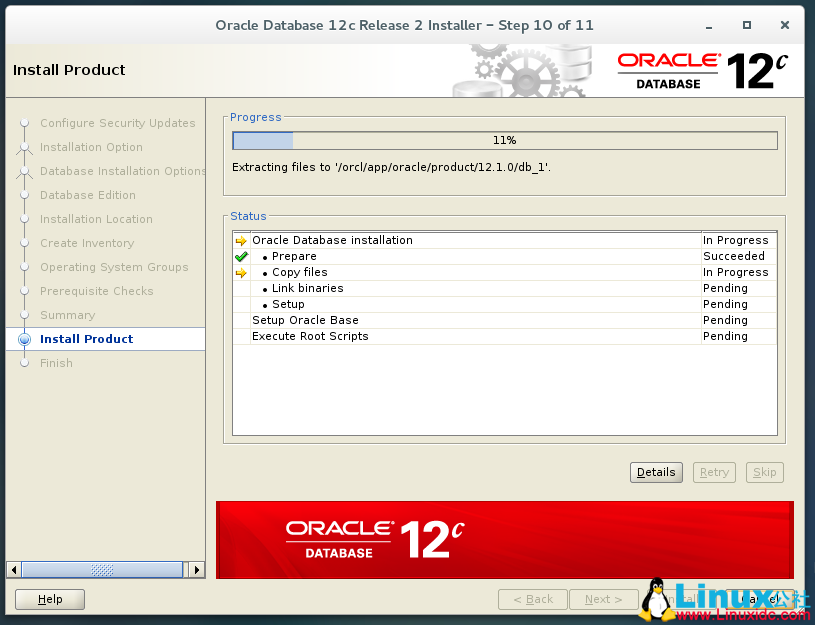 CentOS 7 安装 Oracle 12c 图文详解