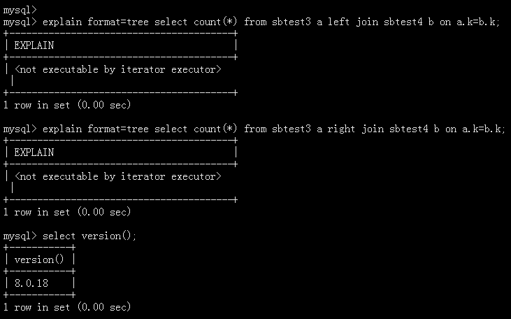 MySQL 8.0.18 Hash Join 不支持 left/right join 左右连接