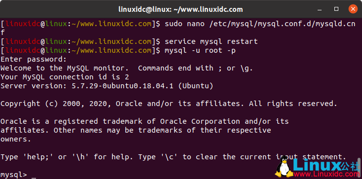 Ubuntu 18.04.4 LTS 上安装和使用 MySQL 及忘记 root 密码的解决
