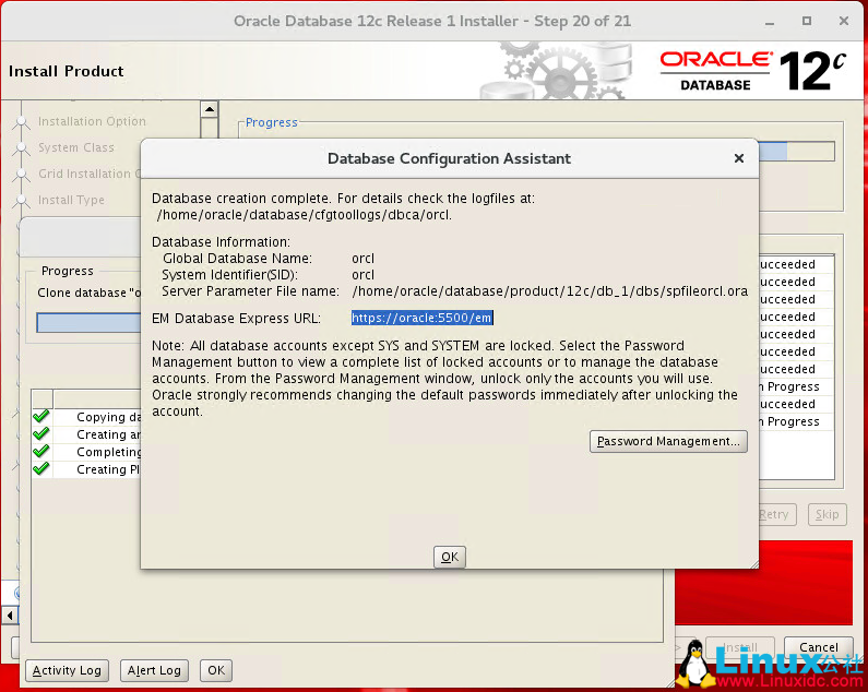 Oracle Linux 7.4 安装 Oracle 12C