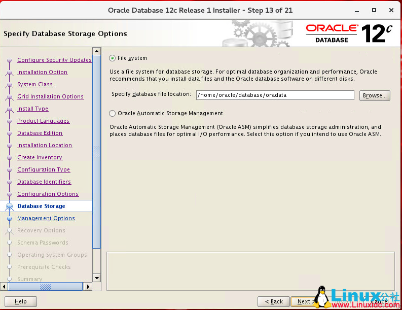 Oracle Linux 7.4 安装 Oracle 12C