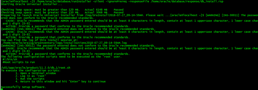 基于 CentOS 7 静默安装 Oracle 11gR2 单实例数据库