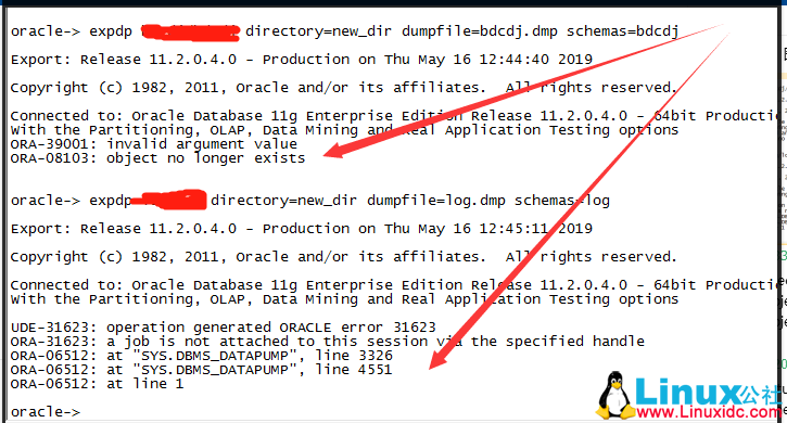 数据泵导出时报 ORA-31623、ORA-06512 问题的解决