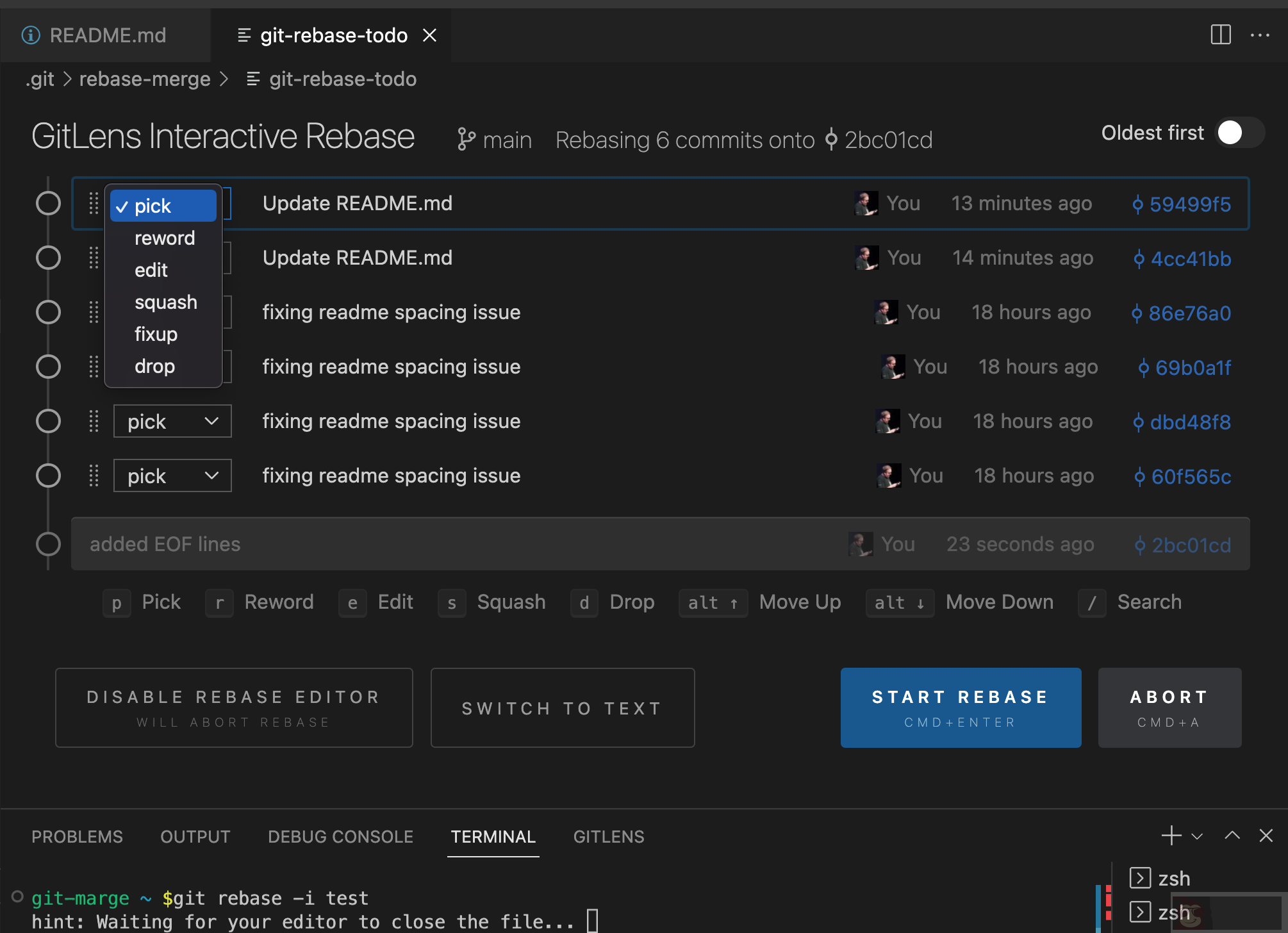学习如何使用 Git 来压扁、变基和精选