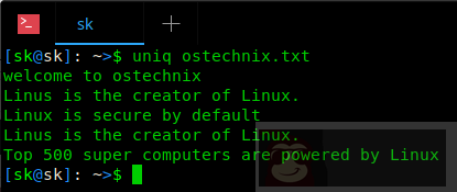 Linux 之 uniq 命令示例