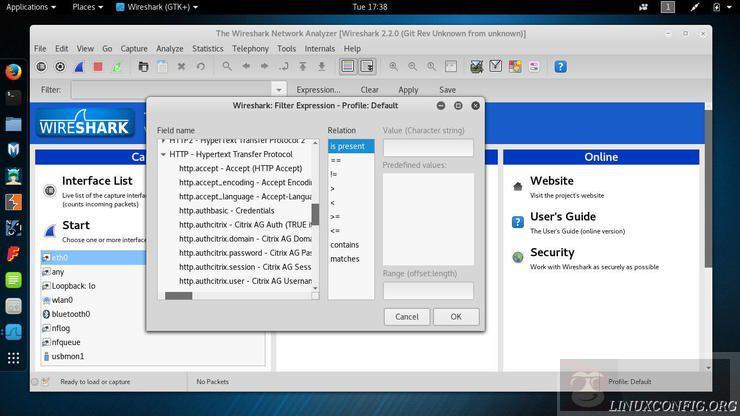 如何在 Wireshark 确定数据集？