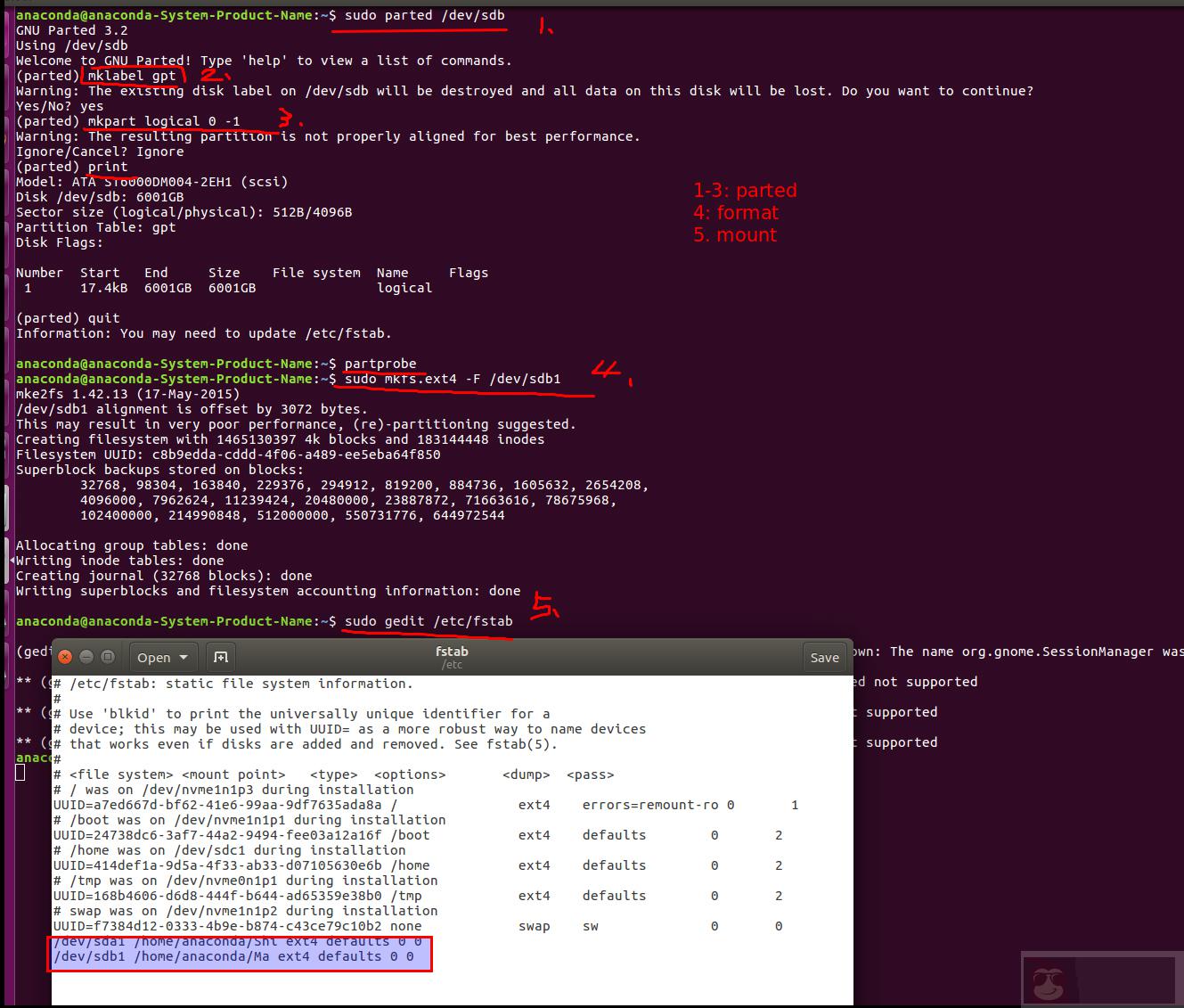 在 Ubuntu 16.04 下使用 GPT 分区并挂载硬盘 在 Ubuntu 16.04 下使用 GPT 分区并挂载硬盘