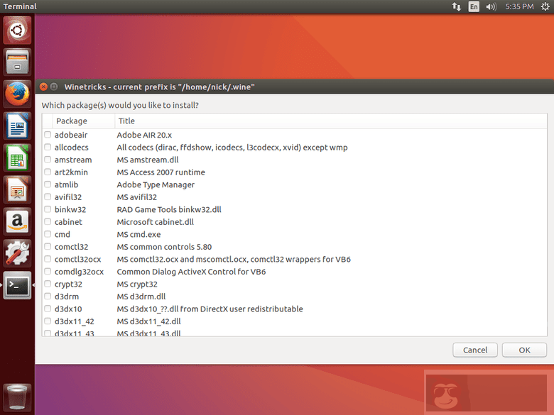 用 Winetricks 配置 WINE