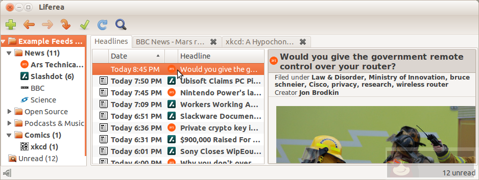 feed 新闻阅读器 Liferea 1.12.2 更新 feed 新闻阅读器 Liferea 1.12.2 更新