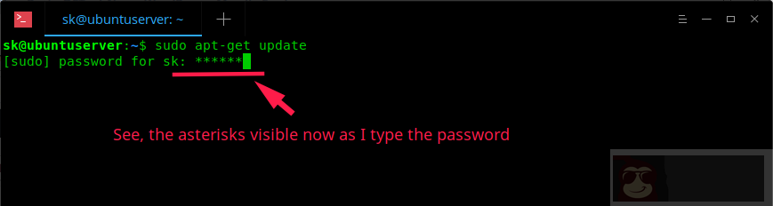 让你在终端输入密码时显示星号