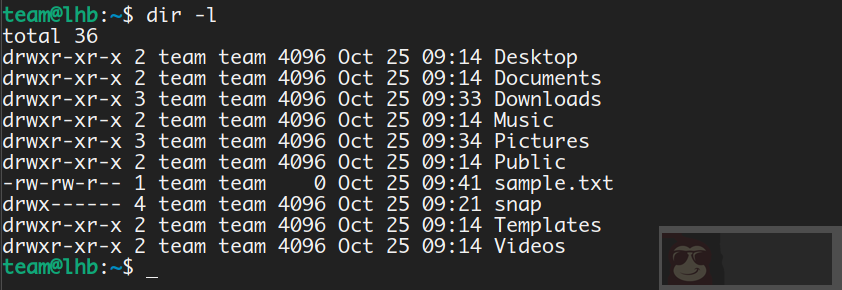 Linux 之 dir 命令
