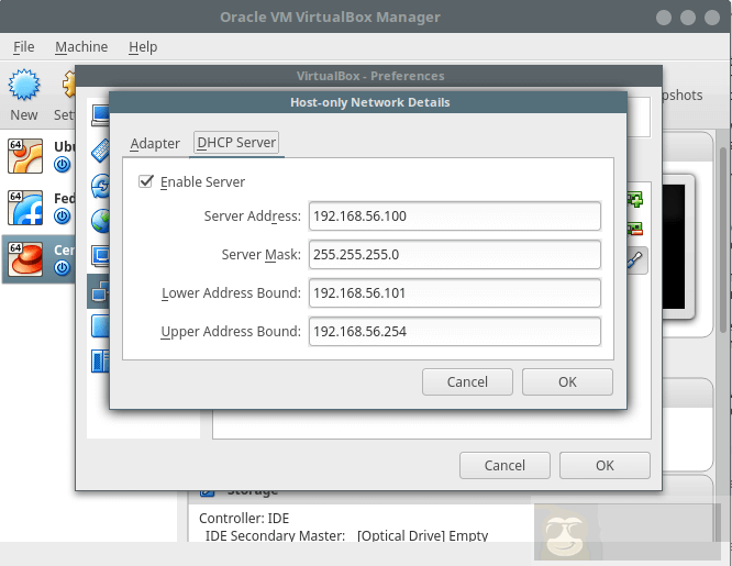 VirtualBox 中的客户机与宿主机之间的网络配置