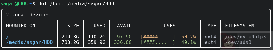 如何在 Linux 中安装和使用 duf 命令 如何在 Linux 中安装和使用 duf 命令