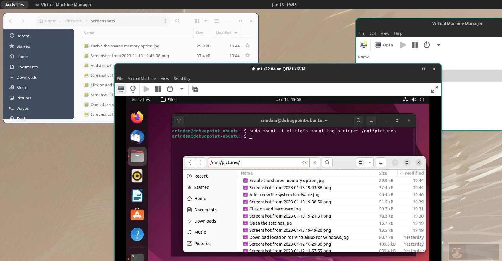 使用 virt-manager 在主机和客户机之间共享文件夹