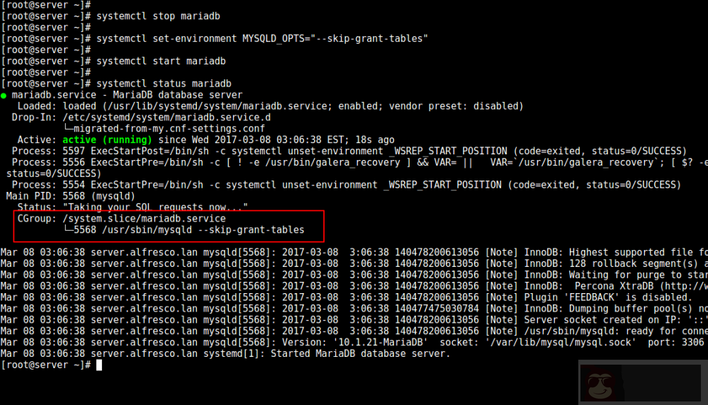 Linux 中重置数据库的 root 密码的技巧