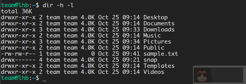 Linux 之 dir 命令