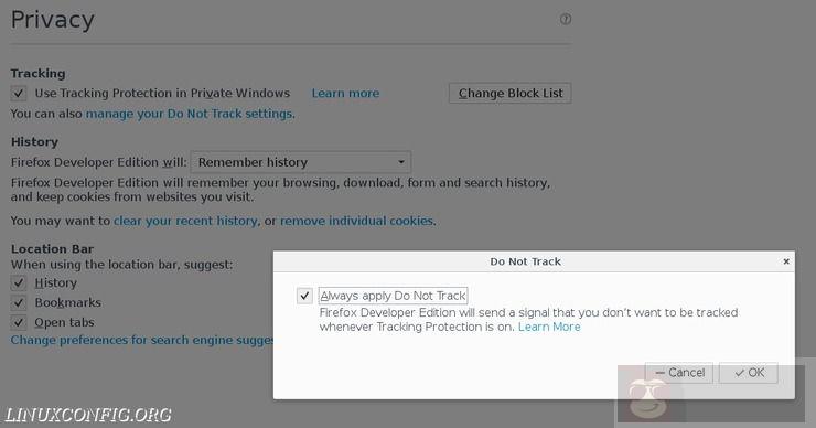 教你使用火狐浏览器（Linux）保护隐私