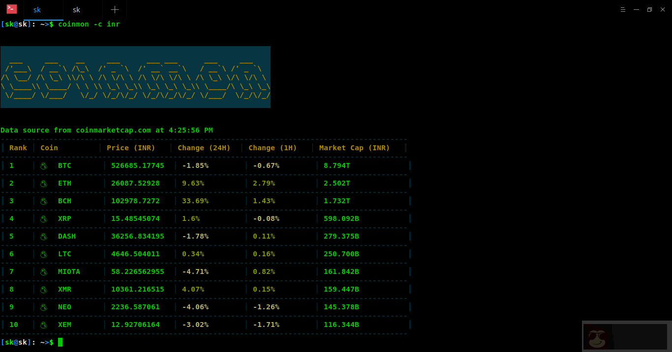 用命令行查看加密货币的价格