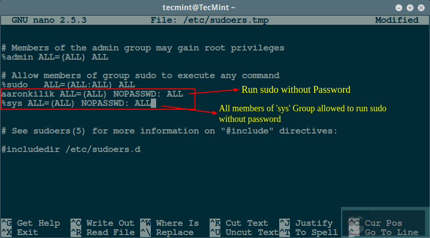 在 Linux 中运行 sudo 命令不需要密码 在 Linux 中运行 sudo 命令不需要密码