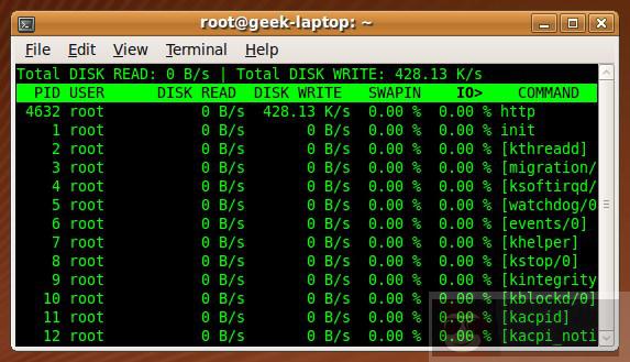实用的硬盘操作查看工具 iotop