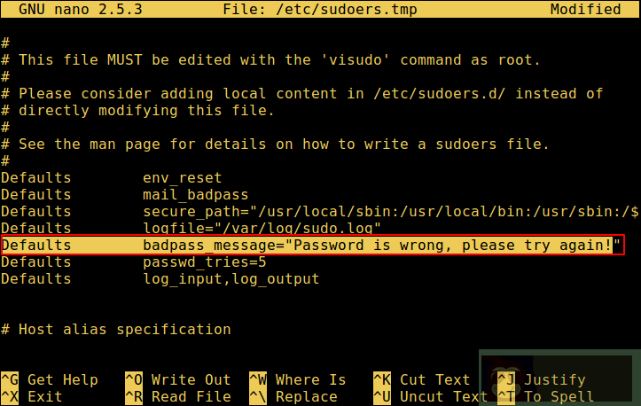 自定义 sudo 在你输入错误的密码时嘲讽信息 自定义 sudo 在你输入错误的密码时嘲讽信息
