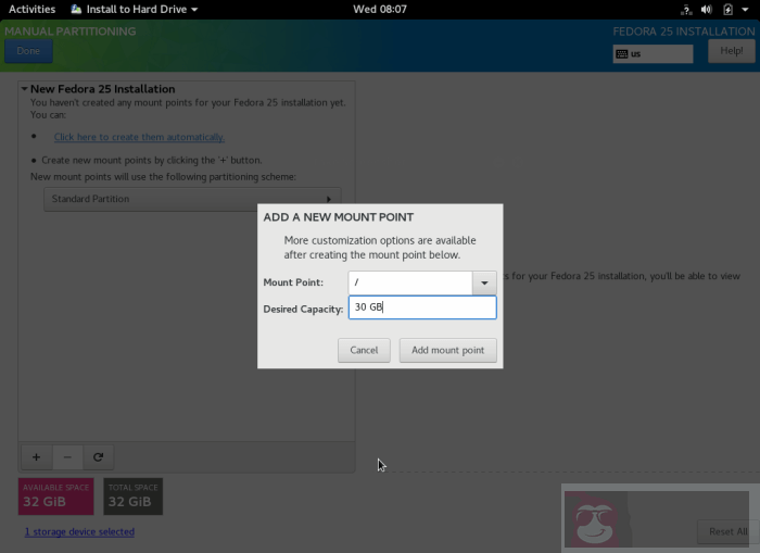 Fedora 25 Workstation 安装指南