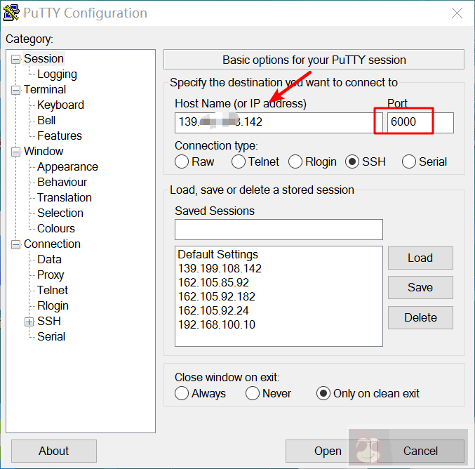 用 PuTTY 进行端口转发并且启动应用程序