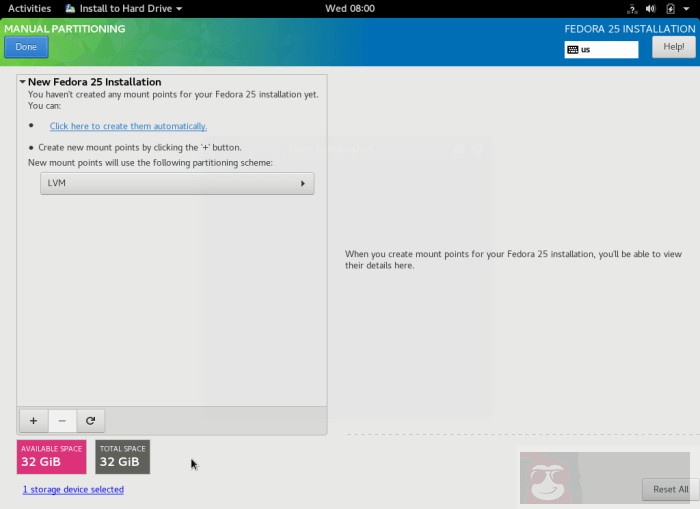 Fedora 25 Workstation 安装指南