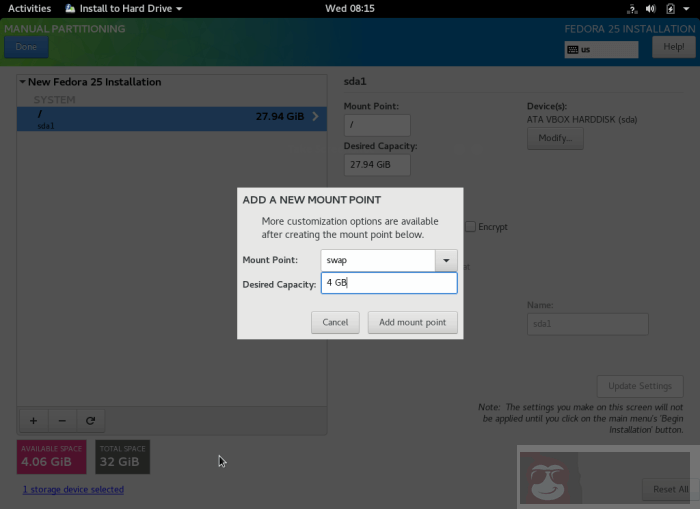 Fedora 25 Workstation 安装指南