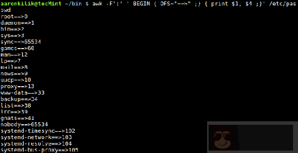 linux 下 awk 内置变量使用介绍