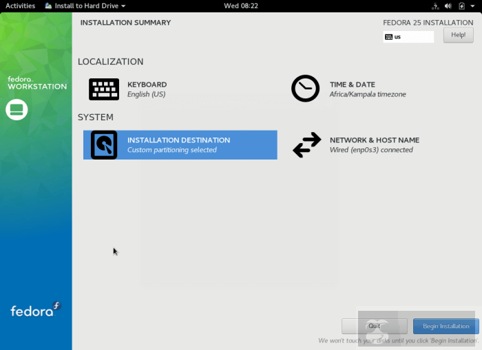 Fedora 25 Workstation 安装指南
