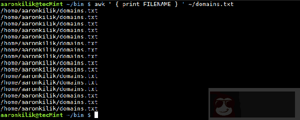 linux 下 awk 内置变量使用介绍