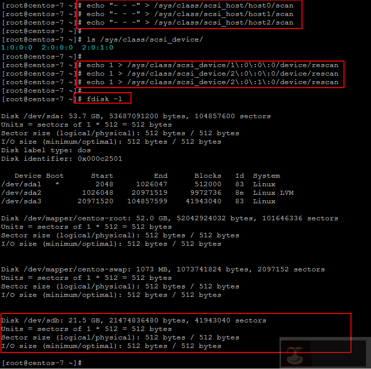 如何在 CentOS 7 中添加新磁盘而不用重启系统