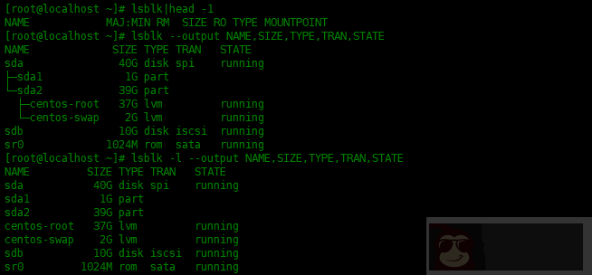 使用 lsblk 命令列出系统中的块设备