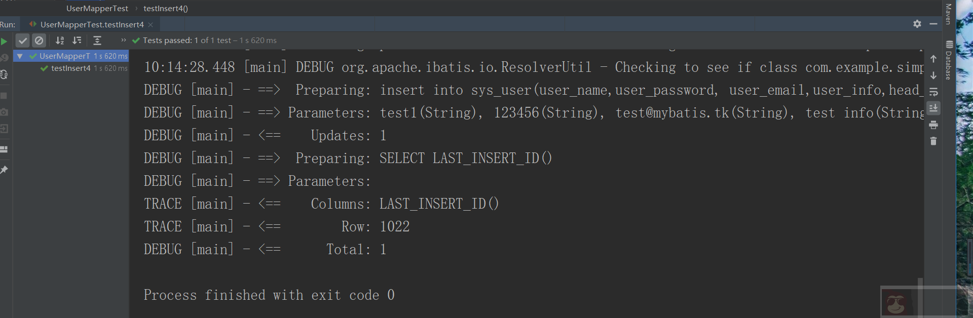 mybatis 插入数据、批量插入数据