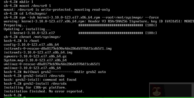 RHEL7 系统修复 rm -rf /boot /etc/fstab