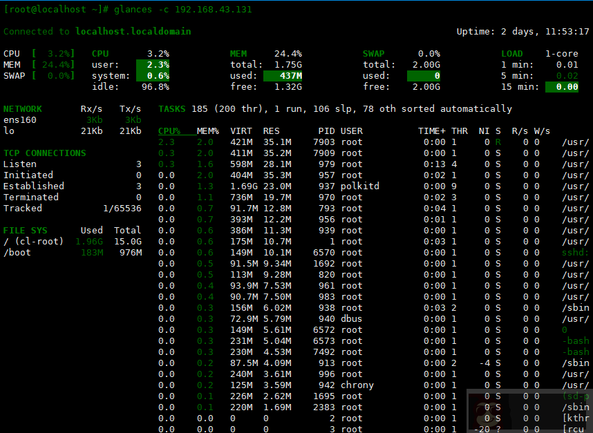 如何使用 Glances 命令监控