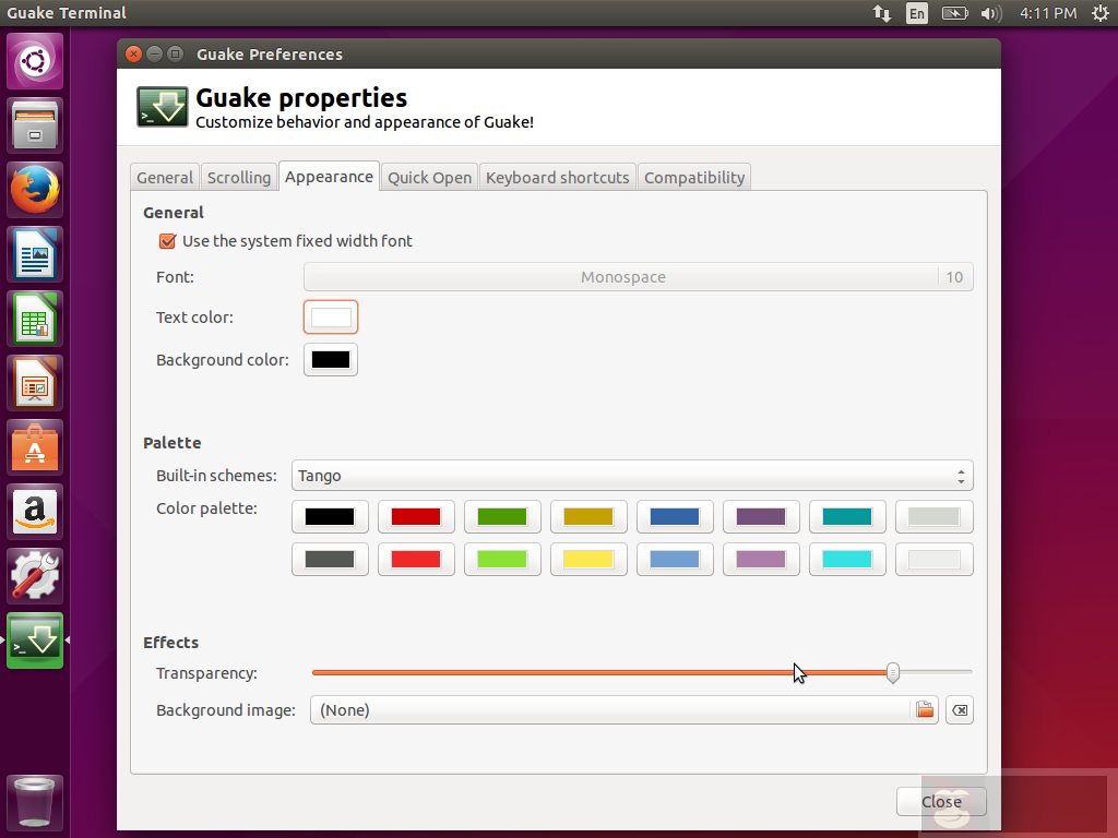 Gnome 桌面的下拉式终端：Guake