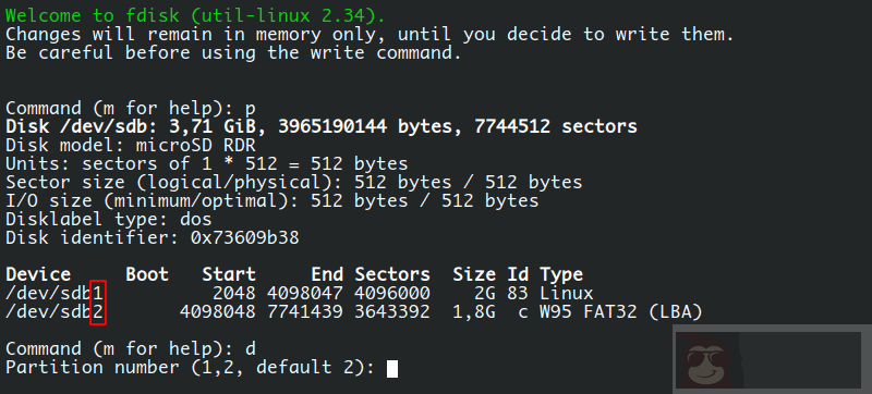 在 Linux 中如何删除分区