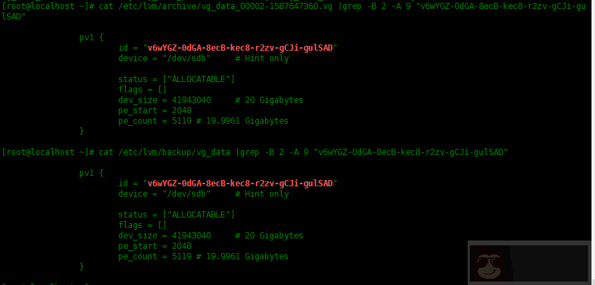 在 LVM 中恢复已删除的物理卷