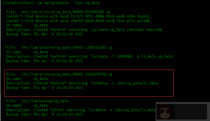 在 LVM 中恢复已删除的逻辑卷