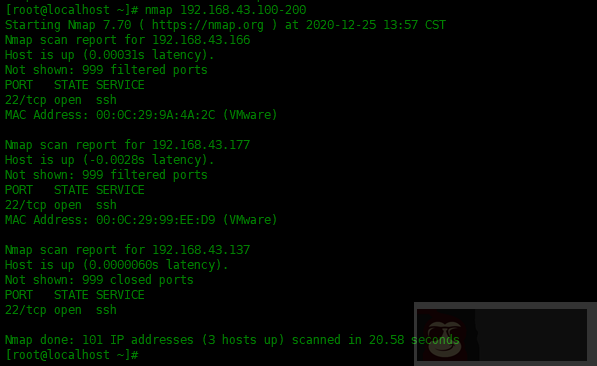 nmap 命令常用实例 nmap 命令常用实例