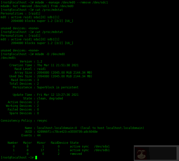 Centos8 中配置 RAID1 磁盘阵列