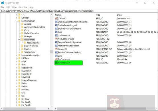 改善 Windows 10 中的网络速度方法之加大 IRPStackSize