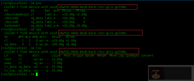 在 LVM 中恢复已删除的物理卷