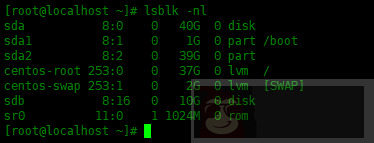 使用 lsblk 命令列出系统中的块设备