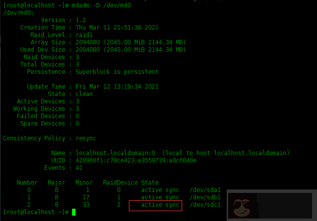 Centos8 中配置 RAID1 磁盘阵列