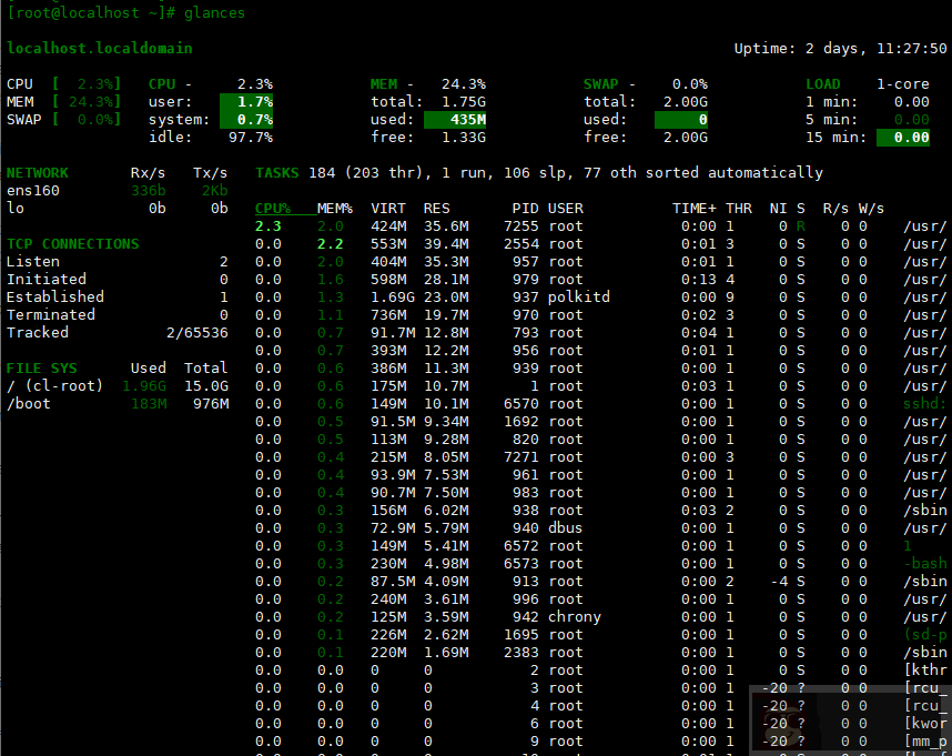 如何使用 Glances 命令监控