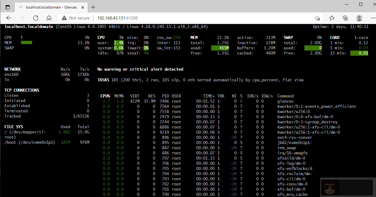 如何使用 Glances 命令监控