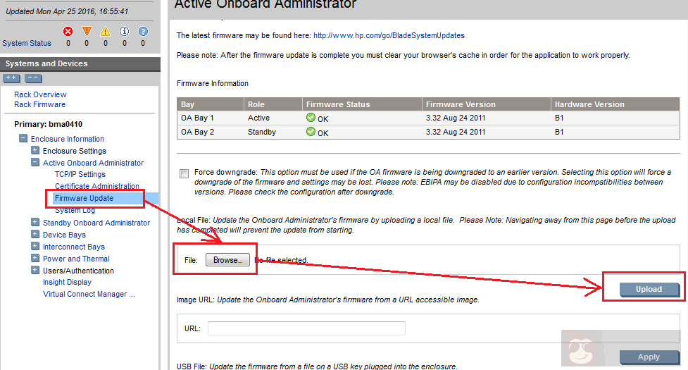 HP Onboard Administrator 固件升级 HP Onboard Administrator 固件升级